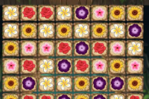 Farvet mønster af forskellige blomster i et gitterlayout