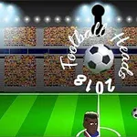 To anlige figurer med store hoveder spiller fodbold på en stadion med tilskuere i baggrunden