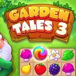 En glad nisse med en blomst i hatten ses ved siden af et farverigt spillebræt med frugter og symboler, omgivet af grønne omgivelser