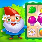 En farverig nisse ved siden af et gitter fyldt med ikoner, som viser blade, frugter, svampe og blomster