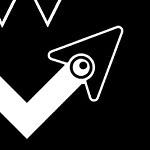 Sort og hvidt grafisk design med pile- og zigzag-former