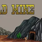 Tegnet billede af en mineindgang i et bjerglandskab med teksten Gold Mine øverst