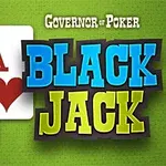 To spillekort, et spar knægt og et hjerter es, med teksten BLACK JACK i farvestrålende bogstaver på en grøn baggrund
