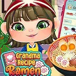 Tegnet pige med store øjne ved siden af en skål med ramen og en mobiltelefon
