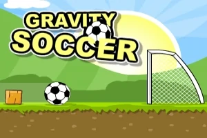 Fodboldtema med en bold, mål og solopgang i baggrunden samt teksten Gravity Soccer