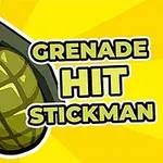 Grøn håndgranat og teksten Grenade Hit Stickman på en gul baggrund