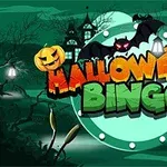 Halloween-tema med græskar, flagermus og en uhyggelig bygning i baggrunden