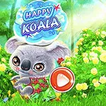 En sød koala iført en farverig blomstret dragt omgivet af gule blomster i en solbeskinnet skov
