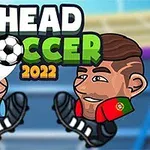 To anime-lignende figurer iført argentinske og portugisiske fodboldtrøjer, med en fodbold i midten og teksten Head Soccer 2022 øverst