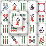Et billede af en mosaik med mahjong-brikker med forskellige kinesiske tegn og symboler i farverne rød, grøn og sort