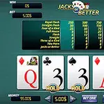 Bræt med spillekort, udbetalingstabel og kontrolknapper til en videopoker-maskine