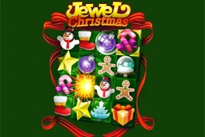 Et juletema-spilbræt med symboler som julesokker, snemænd, stjerner, og gaver på en grøn baggrund