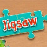 Farverige puslespilsbrikker og teksten Jigsaw på en blå puslespilsbrik