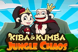 To aber i kongekroner står foran en junglebaggrund med teksten Kiba & Kumba Jungle Chaos nedenfor
