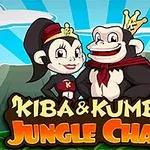 To aber i kongekroner står foran en junglebaggrund med teksten Kiba & Kumba Jungle Chaos nedenfor