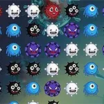 Farverige, animerede emojis med øjne i forskellige former og farver arrangeret i et gittermønster