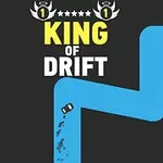 Sort bil, der drifter langs en blå, zigzag-formet vej med teksten KING OF DRIFT øverst