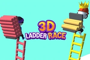 To figurer klatrer på stiger med sammensatte brædder, mens teksten 3D Ladder Race står i midten