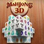 En 3D-pyramide af mahjong-brikker med forskellige farvede symboler på en træbaggrund