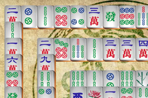 Mahjong Connect 2 Online Mahjong-brikker med farverige kinesiske tegn og symboler arrangeret på et bord