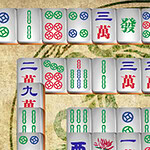 Mahjong Connect 2 Online Mahjong-brikker med farverige kinesiske tegn og symboler arrangeret på et bord