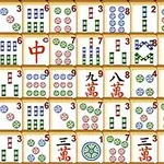 Brikker med forskellige symboler, tal og kinesiske tegn arrangeret i et mønster