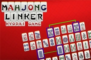 Et rødt baggrundsbillede med mahjong-brikker arrangeret i et spil-layout