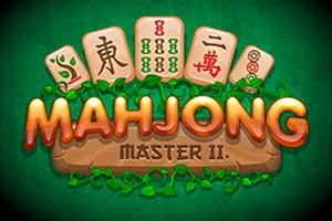 Brikker med kinesiske tegn og symboler samt teksten MAHJONG Master II på en grøn baggrund
