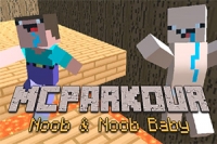 I 3D to-spiller mc parkour skal du hjælpe to venner med at nå målstregen
