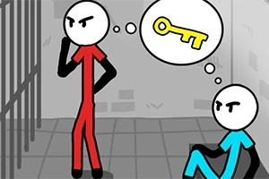 To personfigurer i en celle; den ene står og tænker, den anden sidder og tænker på en nøgle