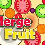 Farverige skiver af frugt, inklusive kiwi, tomat og appelsin, med teksten Merge Fruit i midten