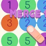 Farverige cirkler med tal og en fingerpege, hvor der står MERGE 13 i midten