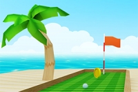 Præcisionsdrevet 3D minigolf på stranden for høj score og ekstra chancer