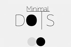 Minimalistisk design med teksten Minimal Dots og sorte cirkler på en hvid baggrund