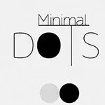 Minimalistisk design med teksten Minimal Dots og sorte cirkler på en hvid baggrund