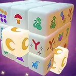 En Rubiks Cube-lignende struktur med symboler som svampe, slanger og måner, der svæver på en lilla baggrund med stjerner