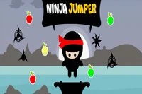 Kontroller en hoppende ninja for at samle frugter og undgå våben