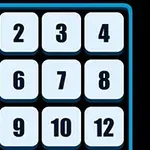 Nummererede firkanter i et 3x4 gitter med tal fra 1 til 12