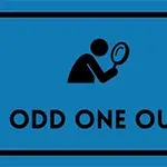 Silhuet af en person med et forstørrelsesglas og teksten Odd One Out på en blå baggrund