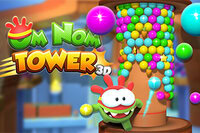 Pop, skyd, og erobr tårnet i Om Nom Tower 3D – det ultimative boble-skydespil!
