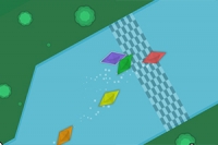 Dette er et top-down racingspil med papirbåde!