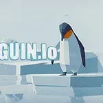 En tegnet pingvin står på en isflage med teksten PENGUIN