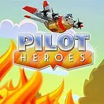Et tegnet fly svæver over flammer med teksten Pilot Heroes i forgrunden