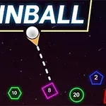 Farverige geometriske former med tal er opstillet nederst, mens ordet PINBALL vises øverst med en dropdown-linje, der forbinder en bold til en lyserød firkant