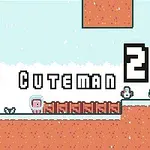 Pixelgrafik med teksten Pink Cuteman 2, som viser en lyserød figur i et platformspil