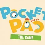 Teksten Pocket Pac the Game er farverigt præsenteret med i-øjnefaldende grafiske elementer og legende typografi