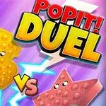 Gul and elastisk and silikonand og pink stjerne med ansigter, teksten “POPIT!