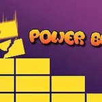 Gule blokke på en lilla baggrund med teksten Power Block i flammer