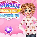 To an piger i farverige trøjer foran en lyserød baggrund med teksten Princess Valentine Preparation
