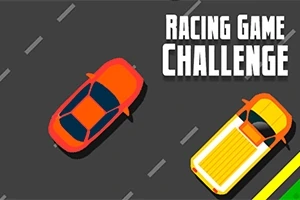 To biler, en rød og en gul, kører på en vej med teksten Racing Game Challenge i øverste højre hjørne